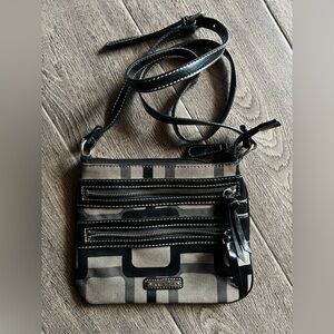 Nine West Crossbody Bag Tan Brown & Black Geometric Print Small Purse